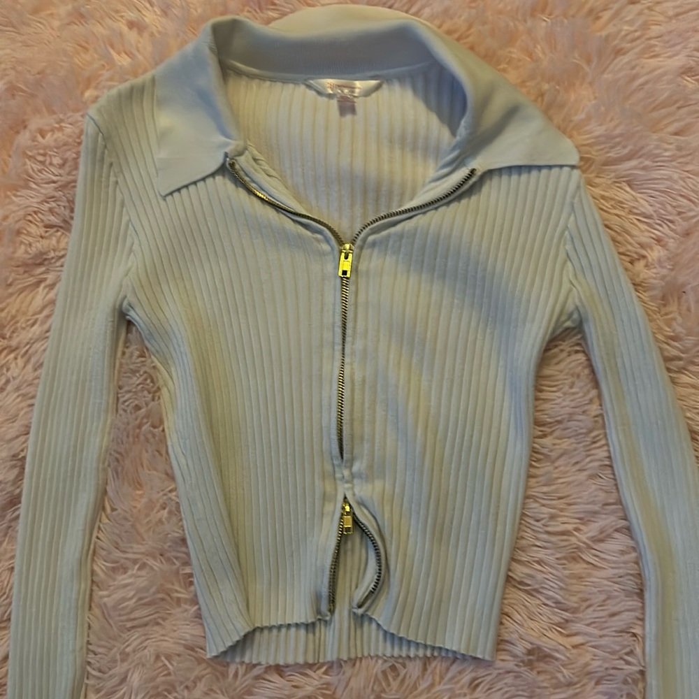 No Boundaries White Zip Up Long Sleeve